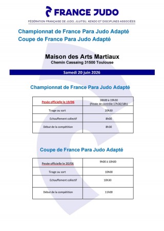 Image de l'actu 'FLASH INFO CHAMPIONNAT ET COUPE DE FRANCE PARA JUDO ADAPTÉ'